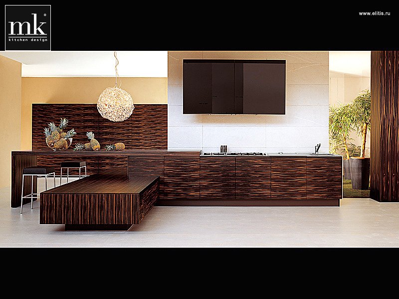 Мебель для кухни Венге светлый / фасад классика / стекло экспромт